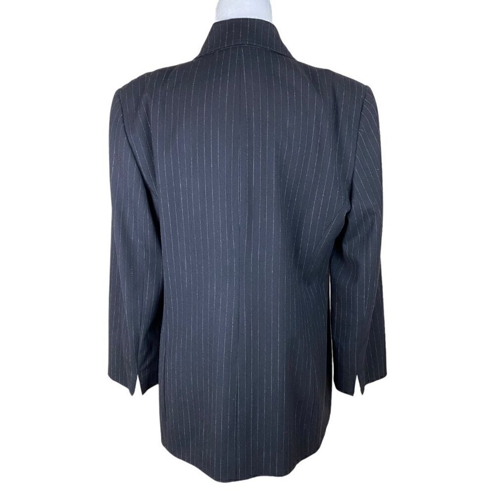 Doncaster Black Pinstripe Double-Breasted One-Button Blazer Jacket Womens Sz 10 - Picture 7 of 7